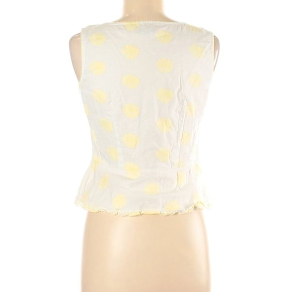 Ann Taylor LOFT Sleeveless Blouse White YellowDots - Picture 2 of 2